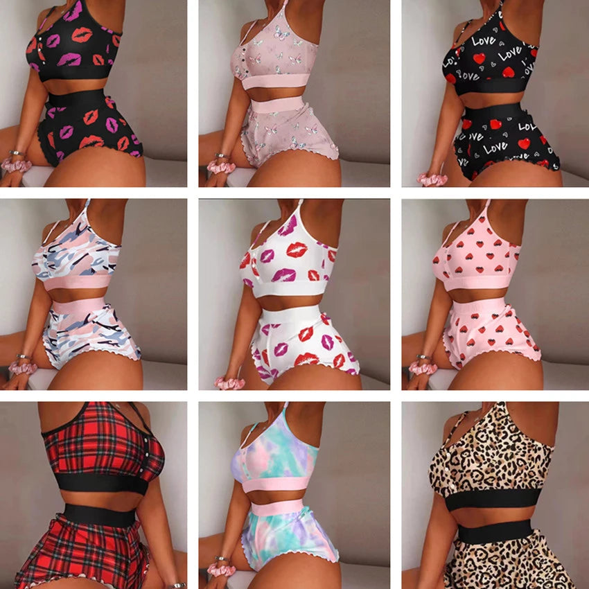 2 Pieces Set Pajama Shorts