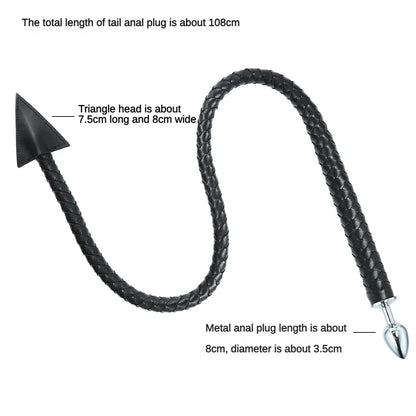 Metal Anal Plug  leather Whip