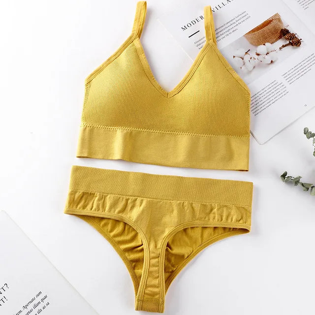 French Backless Push Up Underwear Set