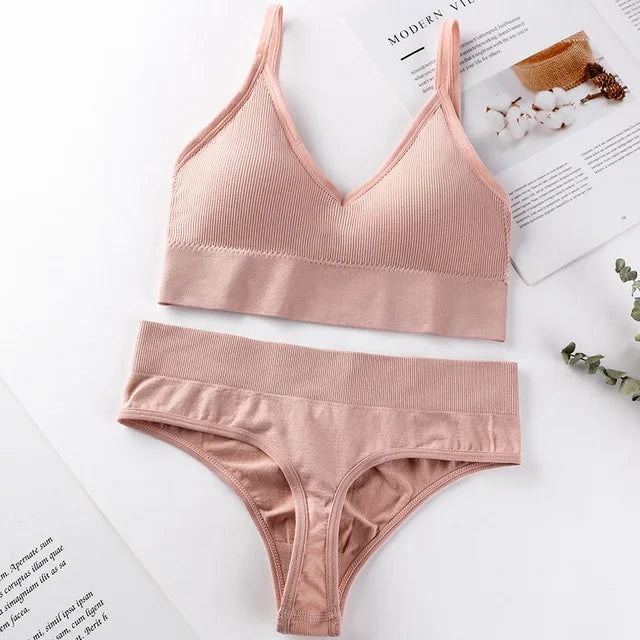 French Backless Push Up Underwear Set
