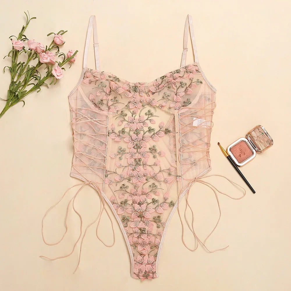 Lace See Through Bodysuit